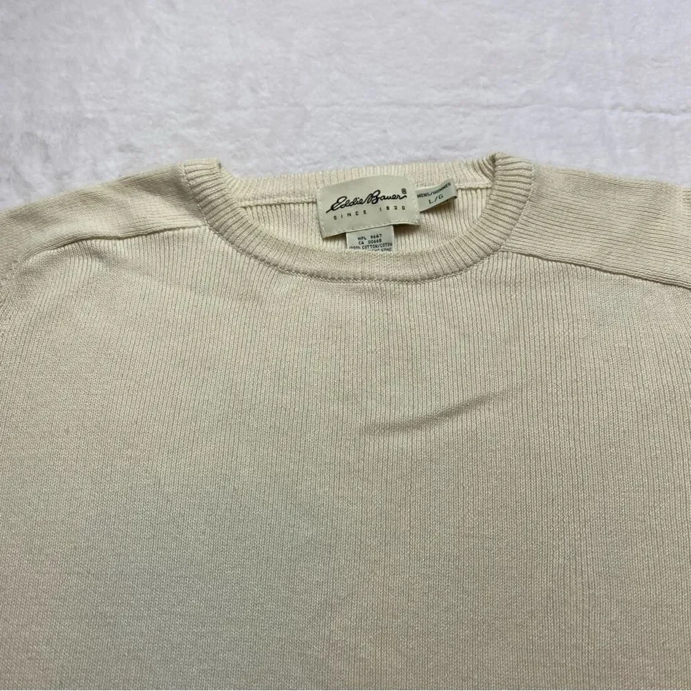 Eddie Bauer Very Pale Yellow Long Sleeve Crew Neck Knit Sweater Size Large - Picture 6 of 11